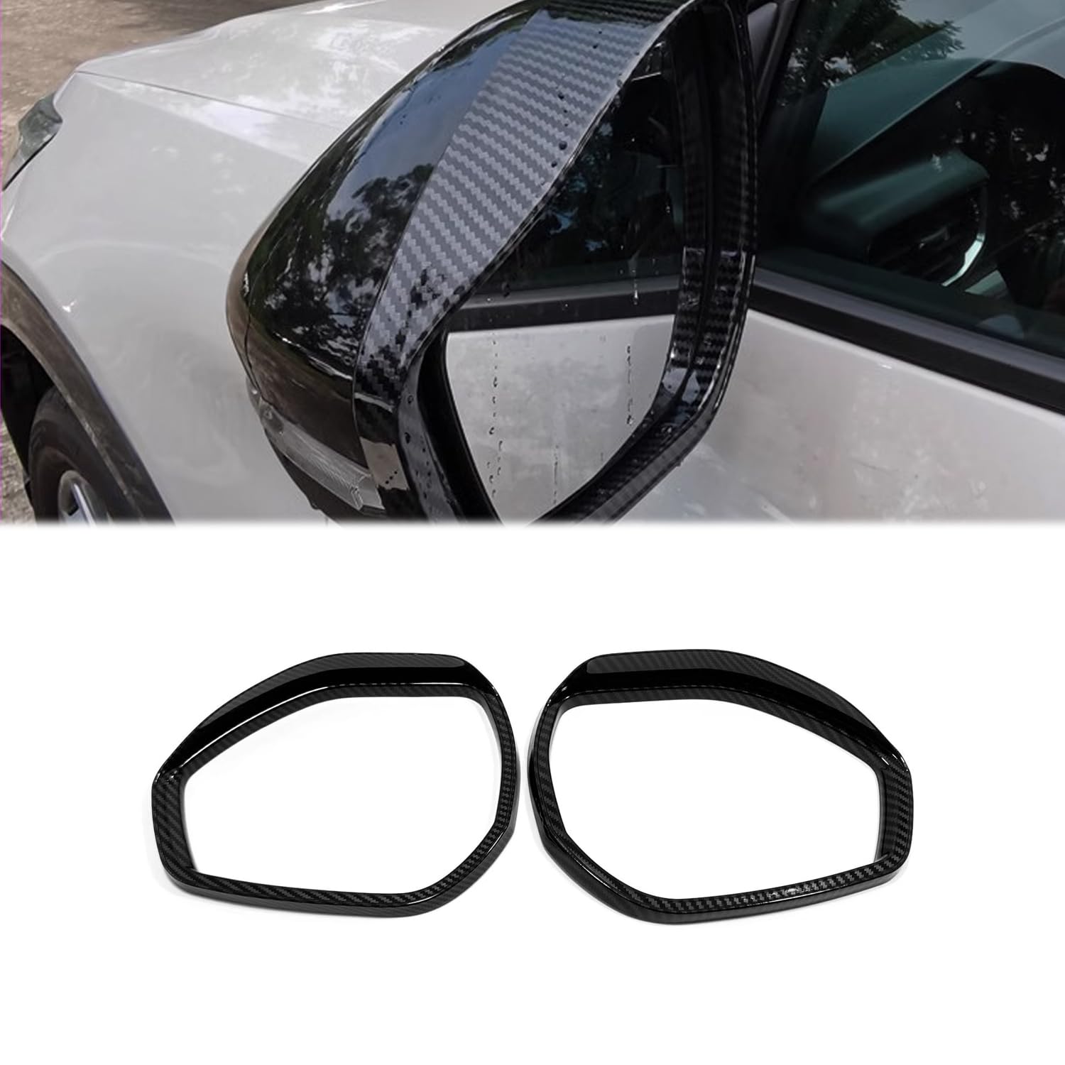 for Ford Explorer 2020 2021 2022 2023 Side Door Rearview Mirror Rain Shield Protector Cover Sun Visor Shade Eyebrow Trim ABS 2pcs(Not Fit For 2023 ST, Limited Model) Carbon Fiber Color