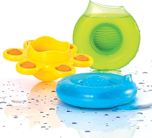 Fat Brain Toys Dimpl Splash - Tres juguetes de baño para niños pequeños