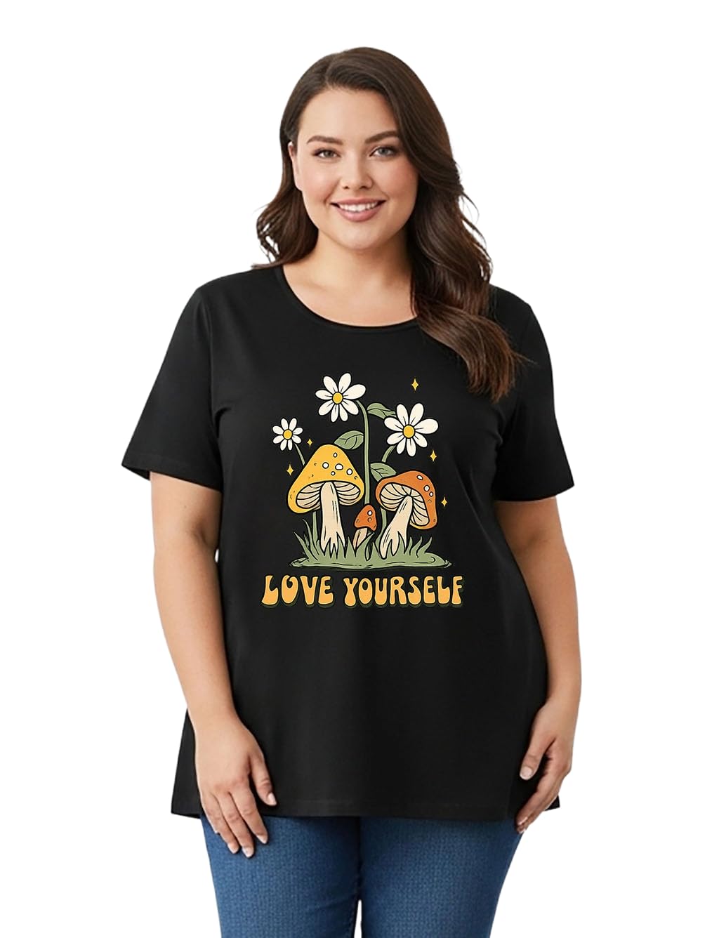 Womens Round Neck Half Sleeve Graphic Printed Plus Size Tshirt 3XL,4XL,5XL,6XL-image-36