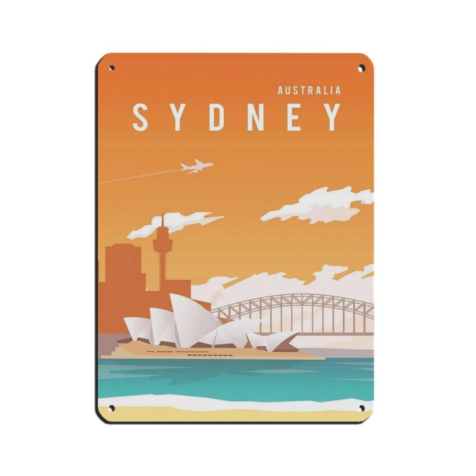 Sydney Travel Poster,Sydney Opera House Retro Poster Metal Tin Sign Chic Art Retro Iron Painting Bar People Cave Cafe Family Garage Poster Wall Decoration 12x16inch(30x40cm)
