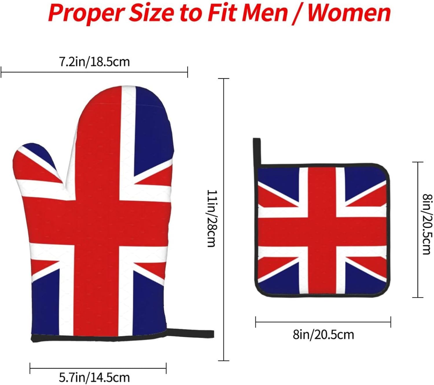 English Flag Print Heat Resistant Microwave Gloves, Used for Baking, Cooking, and Fashion Kitchen Essentials