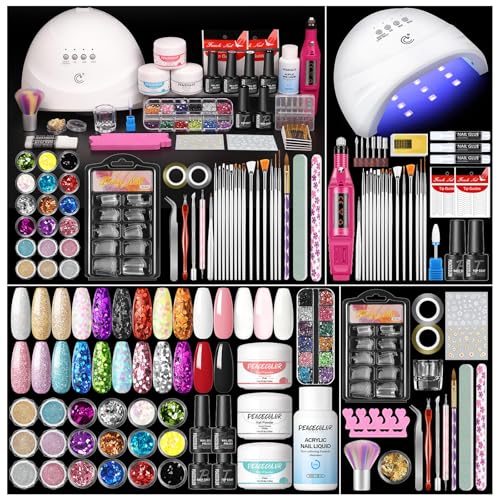 Peacecolor Acrylic Nail Kit with Drill and UV Light