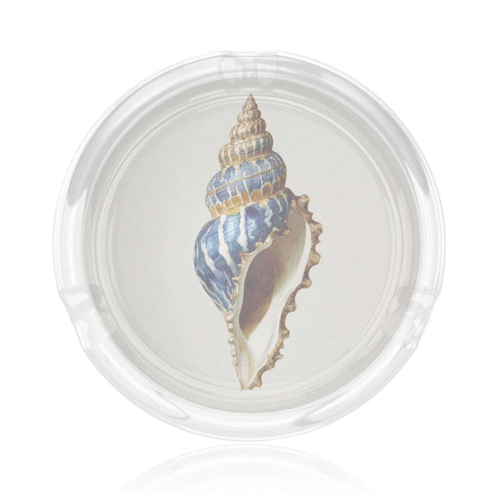 Watercolor A Sea Snail Shell Glass Ashtray For Cigarettes Ash Trays Case For Home Office Decor