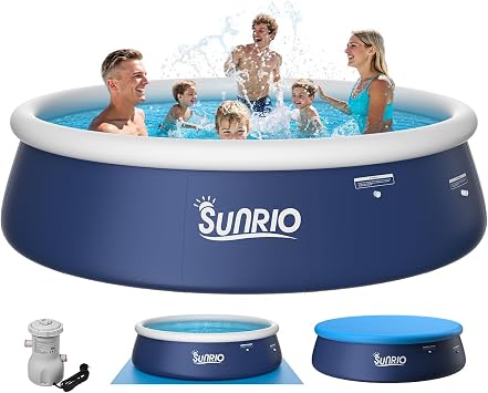 10*30" Round Inflatable Top Ring Above Ground Swimming Pool Fast Easy to Set Up with 330GPH Filter Pump, Pool Cover and Ground Cover for Summer Outdoor Garden Backyard Childen Adults