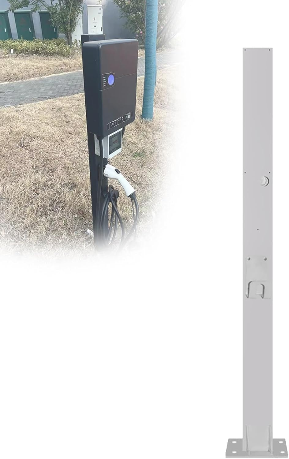 Outdoor EV Charger Pedestal Stand - Freestanding Electric Vehicle Charging Station Organizer for New Energy Vehicles, Durable & Weatherproof Charging Solution