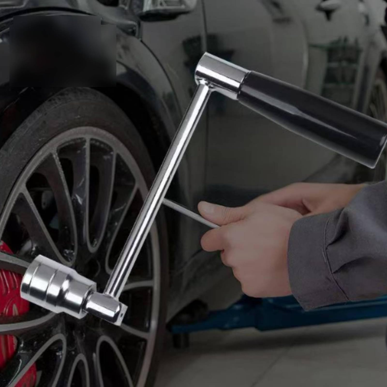 Radschlüssel mit Kurbel Stabil Radmutternschlüssel mit Kurbel Stabil Reifenwechsel-Werkzeugsatz Koffer für Autofahrer