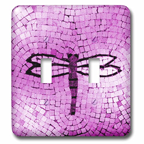 Interrupteur double à bascule Mosaïque Libellule Rose vif 3dRose lsp_40764_5 plaque murale - 3