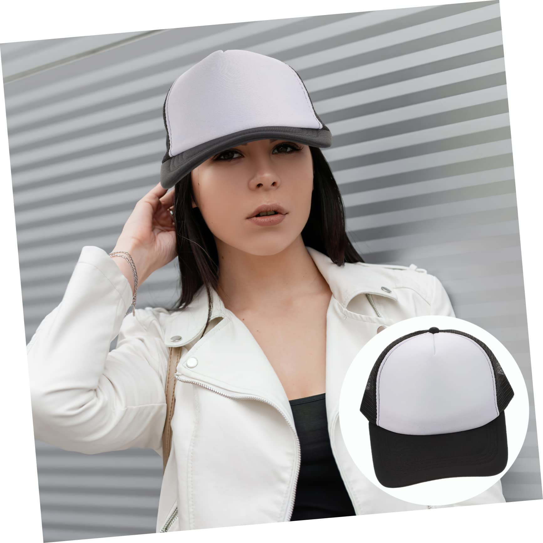 PRETYZOOM Men's Women's Breathable Mesh Baseball Cap 10 Bulk Trucker Hats White Hate Sun-Resistant Polyester