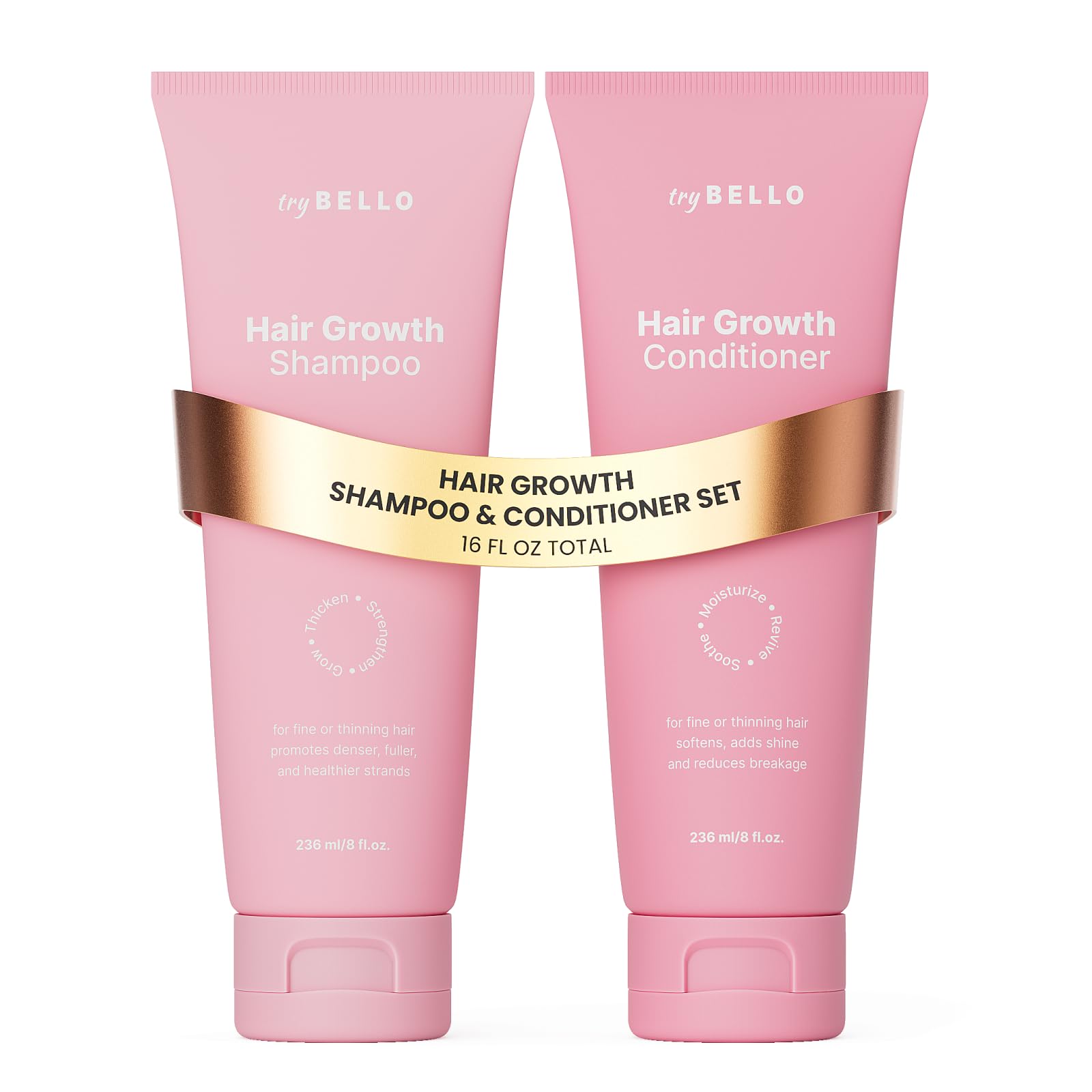 Trybello Hair Growth Shampoo Strengthening Conditioner Set with Biotin Turmeric Ginger Anti-Hair Fall Sulfate Free Paraben Free Hair
