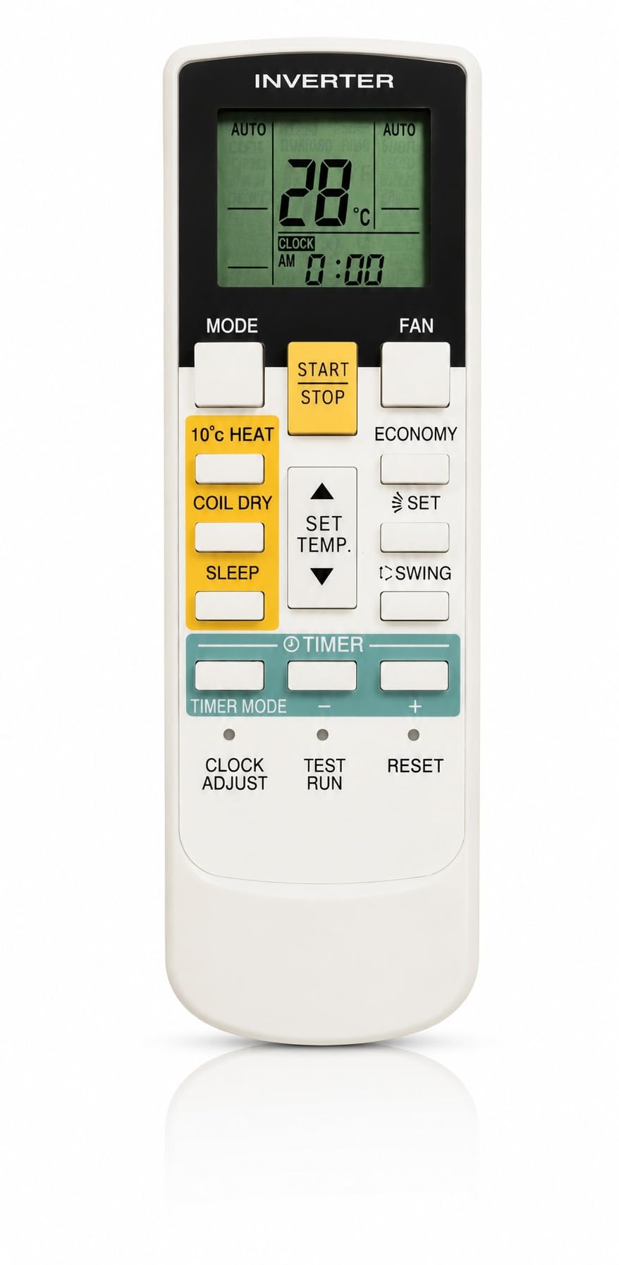 AC Remote Control Compatible with O General Inverter Air Conditioner with LCD Display Timer and Swing Function White RE 107B