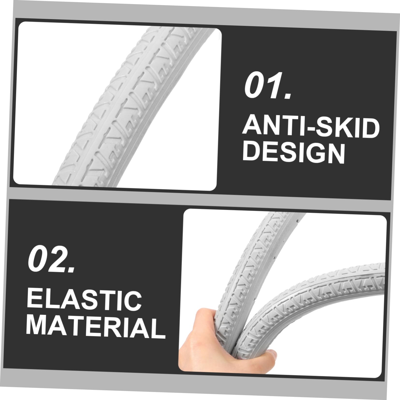 FRCOLOR Wheelchair Tires Pu Wheelchair Tire Wheelchair Replaceable Wheel Elastic Tire for Wheelchair Elastic Wheelchair Tire Wheelchair Supplies Wheelchair Replacement Part Grey