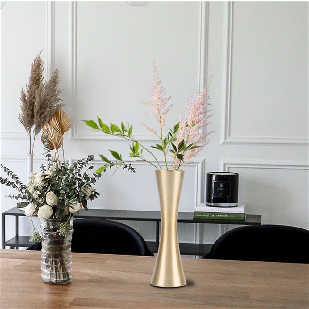 2 jarrones de metal dorados, centros de mesa para decoración del hogar, bodas, ceremonias de celebración, decoración del hogar, jarrones de aluminio
