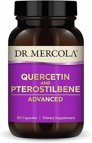 Dr. Mercola Quercetina y pterostilbeno avanzado - Apoya la salud respiratoria e inmunológica - 500 mg de quercetina - Fórmula de alta