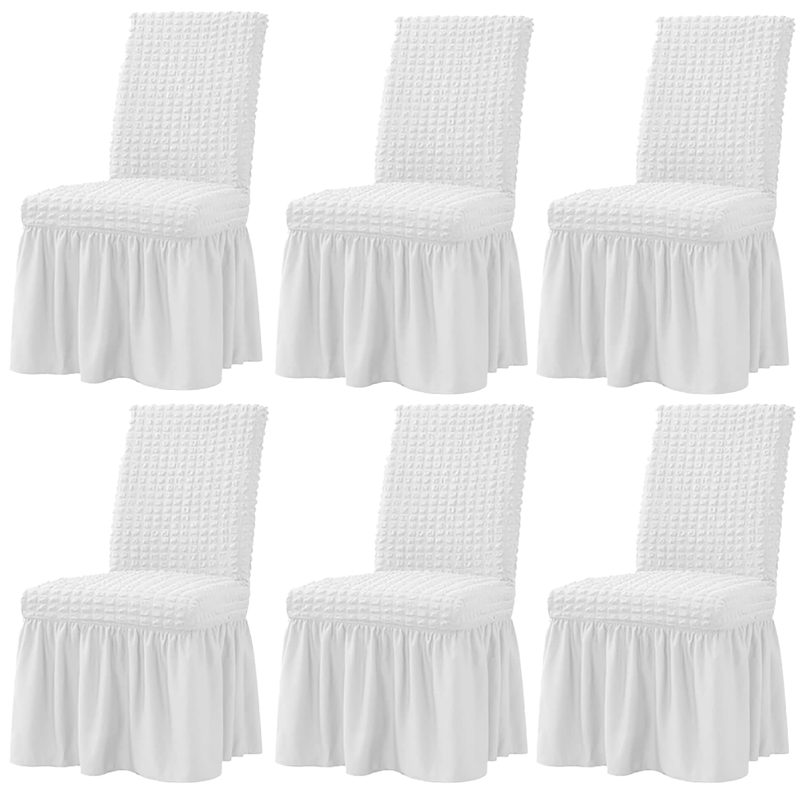 Coprisedie In Raso - Set Da 6, 43x55 Pollici (Bianco) - Foto 1
