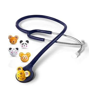 SCIAN Working Stethoscope - 5 Interchangeable Cartoon Heads, Professional Quality for Doctors, Nurses, Clinicians and Home Use with Multiple ColorsDark Blue