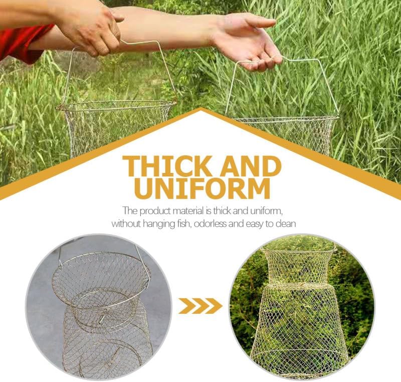Cast Nets for Fishing Accessories Protective Basket Metal Cage Shrimp Baskets Supplies, Black