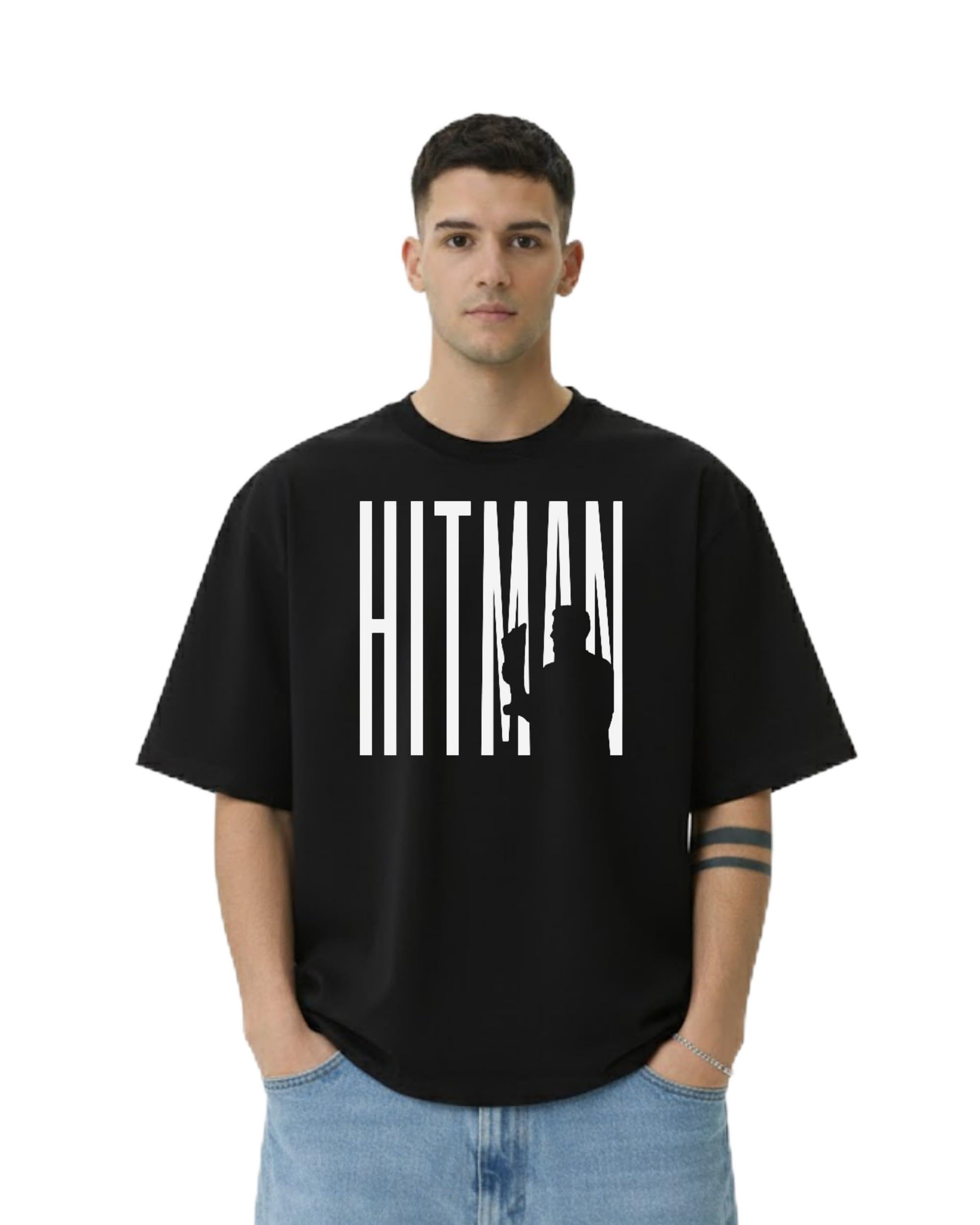 Hitman Rohit Sharma Fan Edition Streetwear Oversized Black Graphic Unisex T-Shirt Premium Cotton Bio-Washed Tee-image-16
