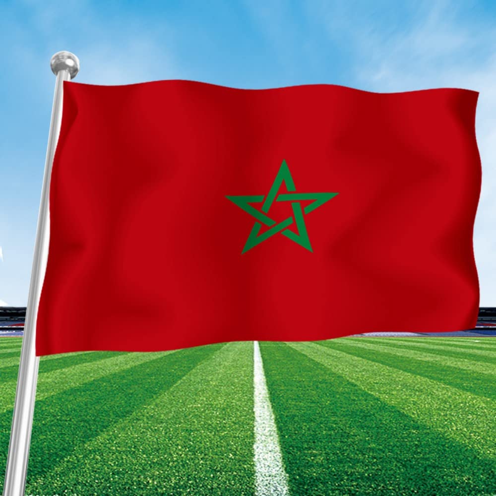 Morocco Flag 3x5 Ft Large, 90x150cm with 2 Brass Grommets, National Flag for Party Festival, Sport Activities