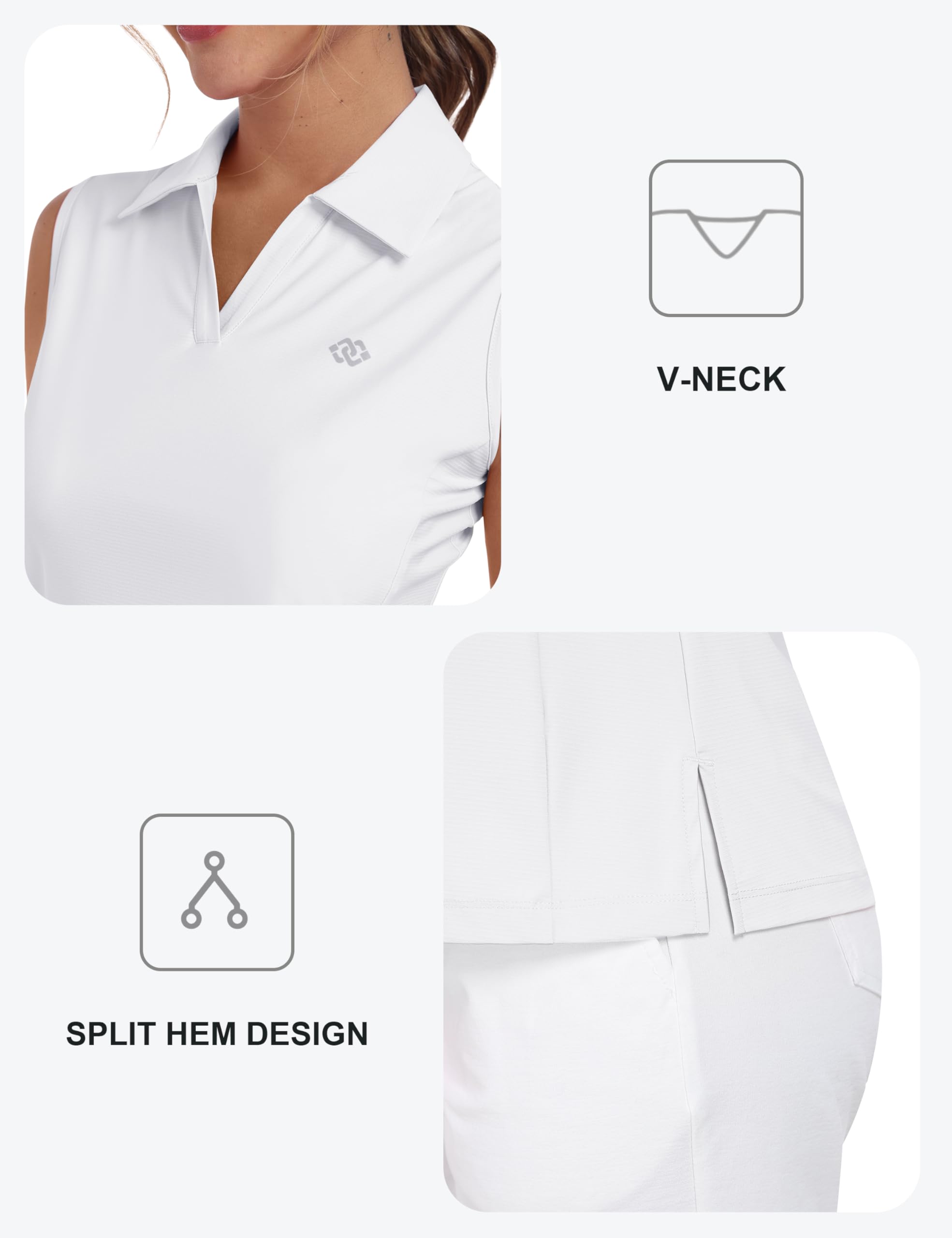 MoFiz Chemises de golf sans manches pour femme - Débardeur de tennis à dos nageur - Col en V - Séchage rapide