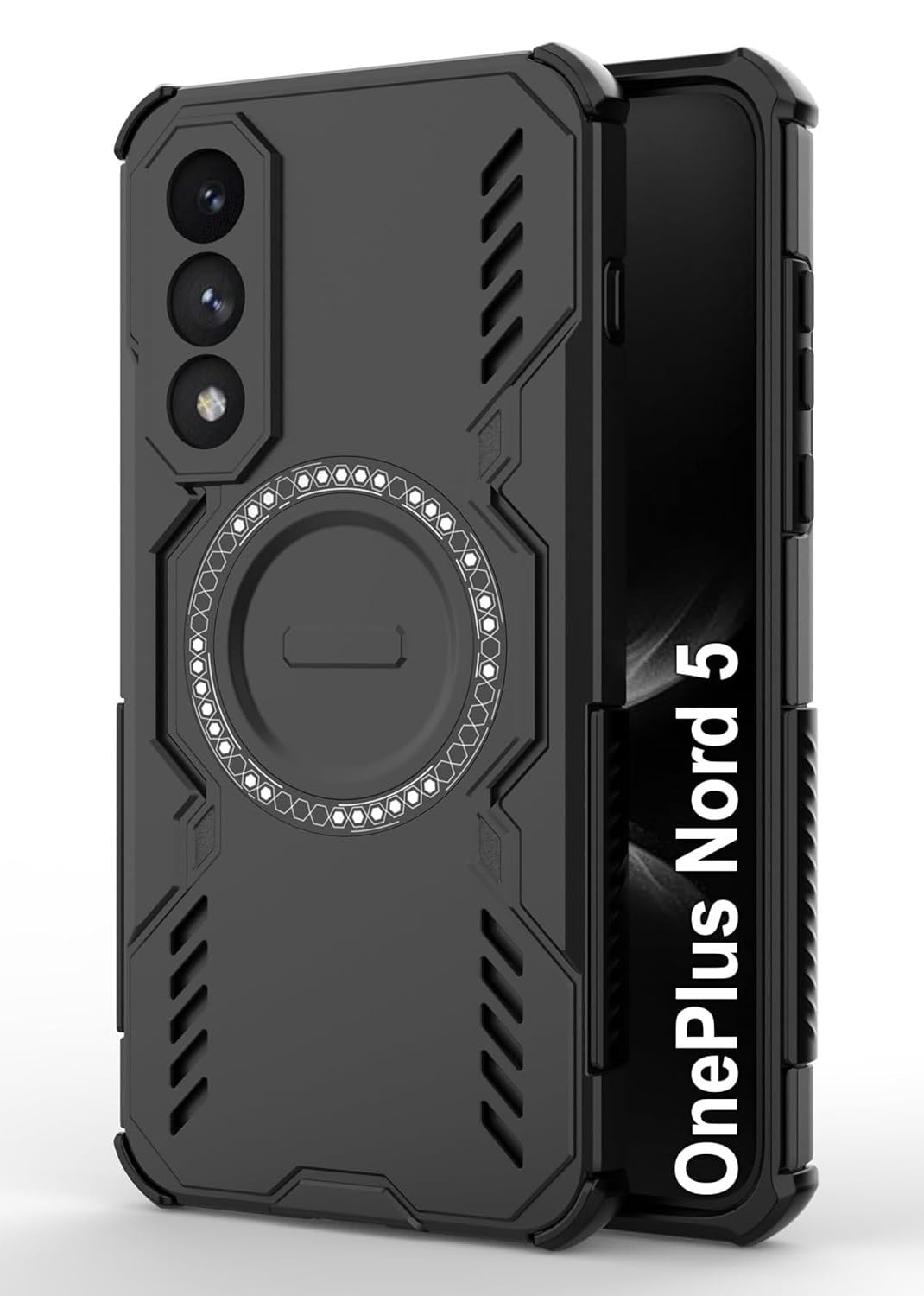 Back Cover Case for OnePlus Nord 5 5G | 360° Protection Mobile Phone Case Mag-Safe | Camera Protection | Back Cover for 1 + OnePlus Nord5 / One Plus Nord 5 5+G - Black TPU+PC