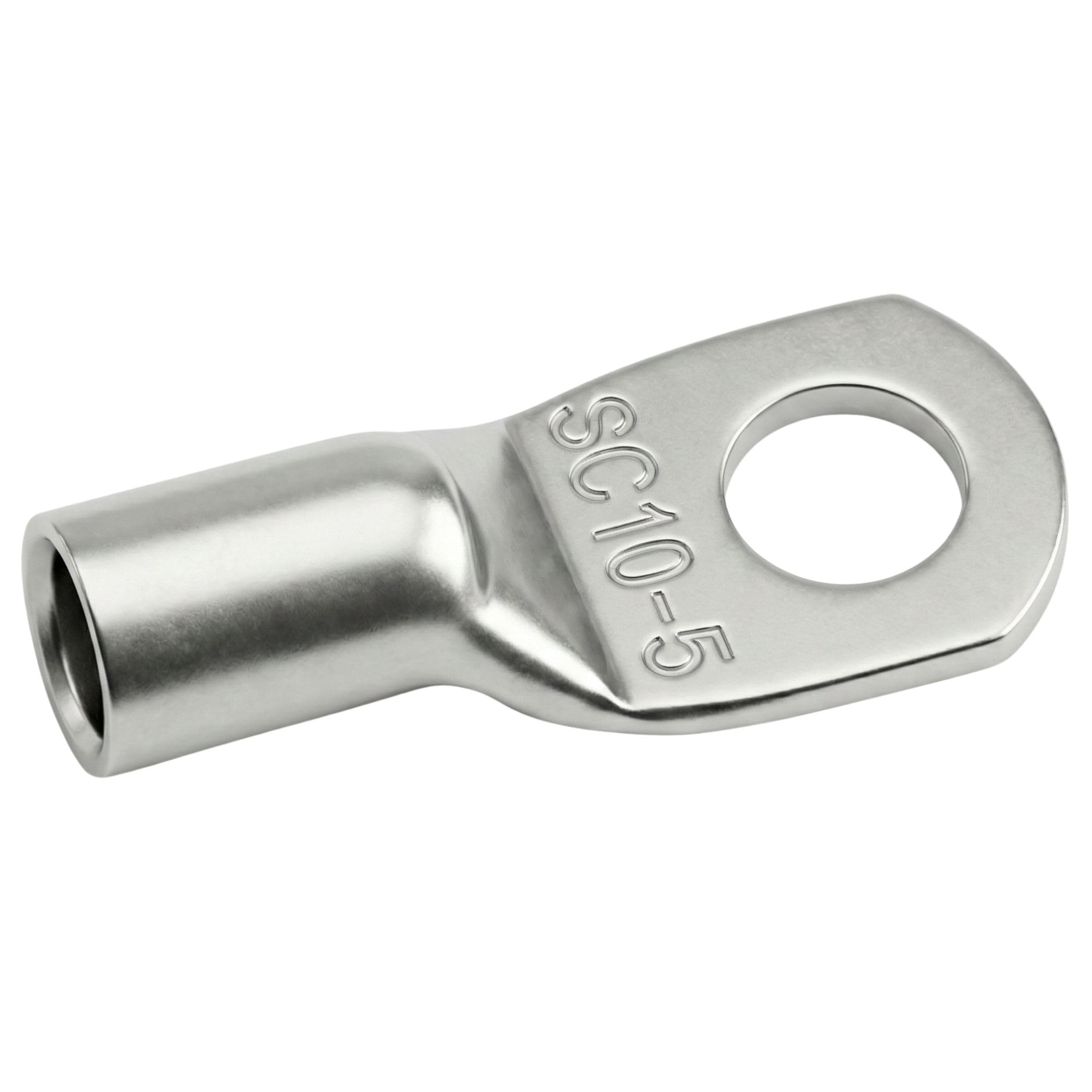 Lumonic 10x Koncówka kablowa rurowa 10mm² pusty | M5 | Miedz cynowana | Bezpieczne polaczenie kablowe bez lutowania | SC10-5, Zestaw 10 zaciskanych koncówek kablowych, zlacza zaciskane |