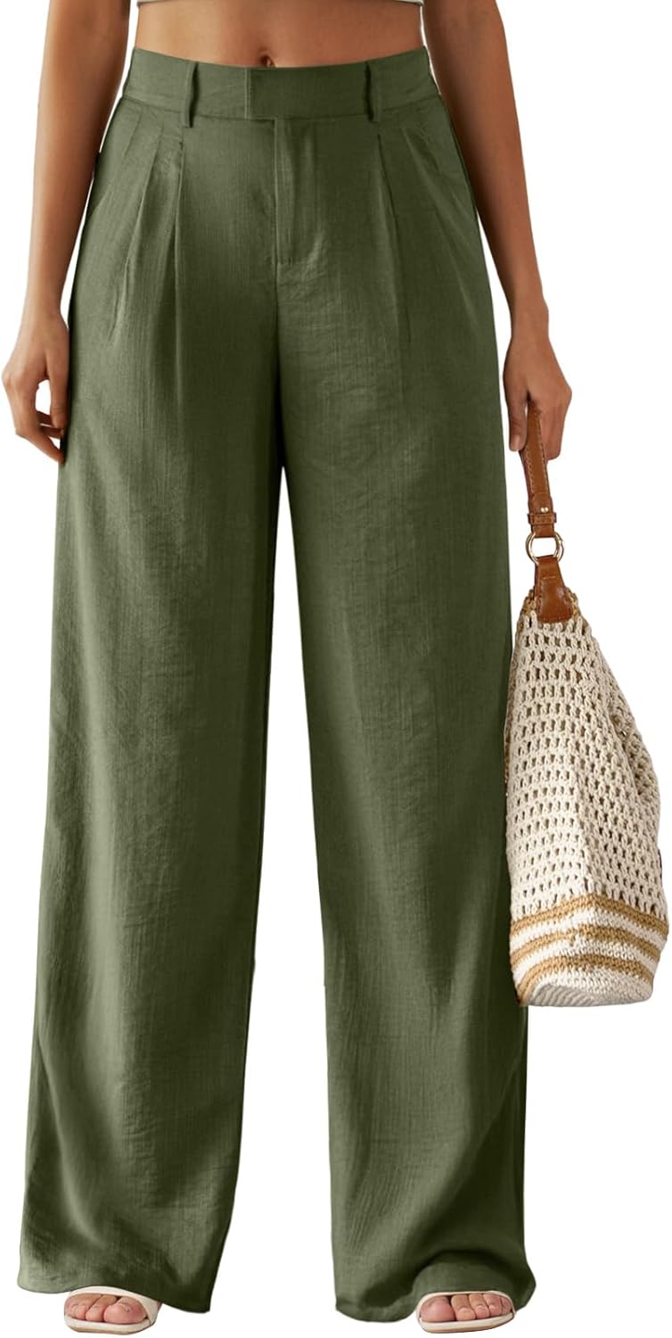 Feiersi Women's Wide Leg Pants Casual High Waisted Slacks Straight Dressy Pants Palazzo Trousers with Pockets