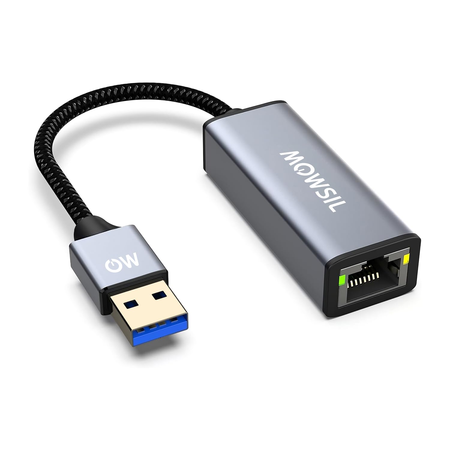 Mowsil USB 3.0 to Ethernet Adapter – Gigabit 1000Mbps RJ45 LAN Converter, Aluminum Alloy Body, USB to LAN Adapter Compatible with MacBook, PC, Surface, Switch, Windows, macOS & Linux