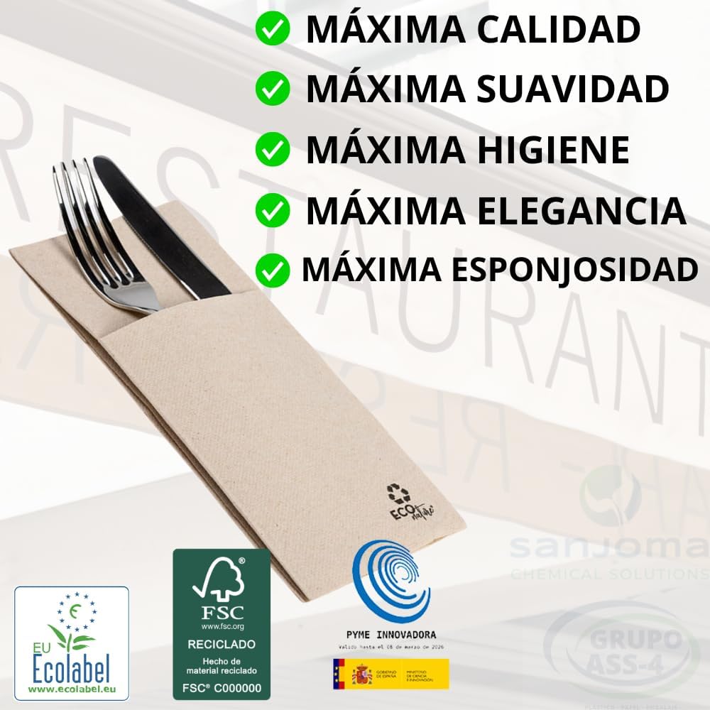 960 Pzs Canguro Servilletas de Papel 2 Capas 40x40 - Desechables para Bar Restaurante - Elegantes de Papel Reciclado para Fiestas y Eventos - 100% Celulosa (Eco Gourmet)