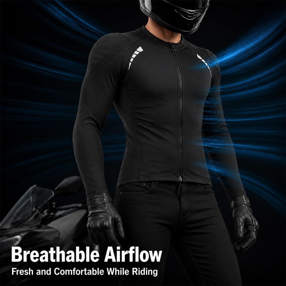 Ensemble veste pantalon moto homme, équipement CE pour trajets quotidiens | Panneaux Mesh Respirants, Protections Amovibles Épaules Coudes Dos, Design Léger et Détails Réfléchissants Pour La Conduite