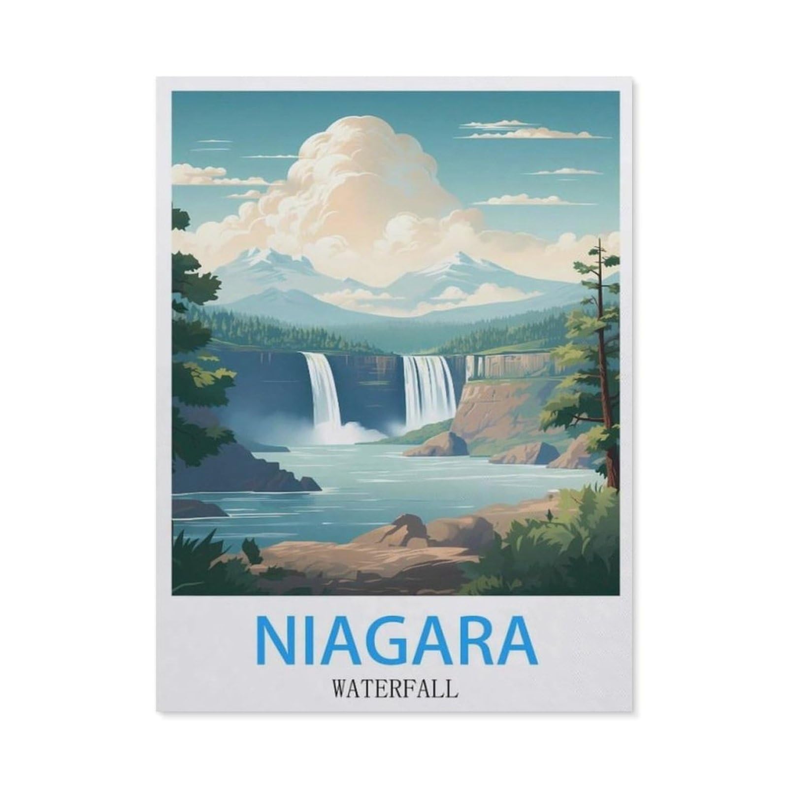 BEAYODKP 5D Diamond Painting Set for Adults and Children，Niagara Waterfall Vintage Travel Poster，DIY Diamond Crystal Rhinestone Embroidery Painting（40 x 50 cm/15.74 x 19.68 inches）-BV84