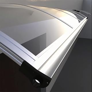 Pultvordach Vordach mit Alu-Regenrinne Transparente Haustür Überdachung,Gartenterrasse Regenschutz Markise Polycarbonat Rahmen aus Aluminium,Pultbogenvordach Schutz vor Regen (65×100cm)