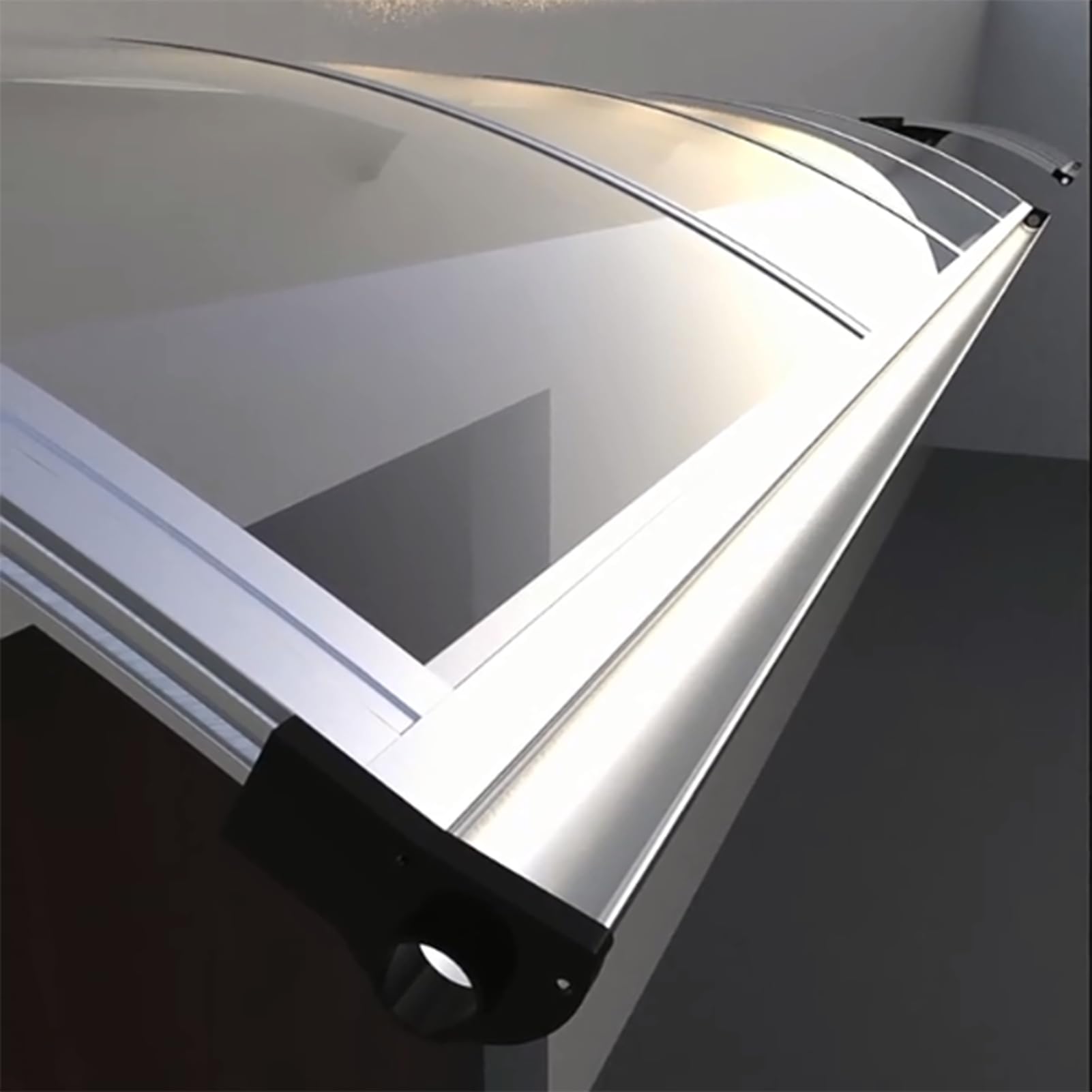 Pultvordach Vordach mit Alu-Regenrinne Transparente Haustür Überdachung,Gartenterrasse Regenschutz Markise Polycarbonat Rahmen aus Aluminium,Pultbogenvordach Schutz vor Regen (150×280cm)