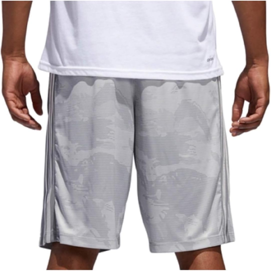 adidas Mens D2M Linen Camo Shorts (Grey, Large)