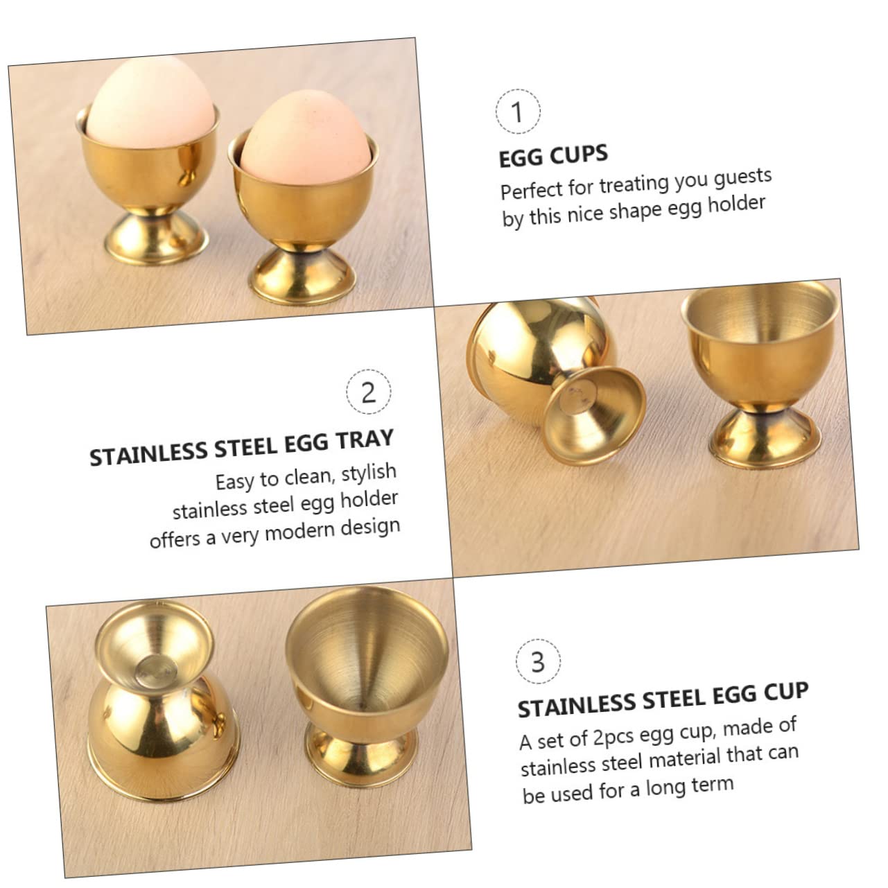 Ciieeo 3sets Egg Holders for Table Creative Boiled Egg Cups Set for Breakfast 6pcs*3
