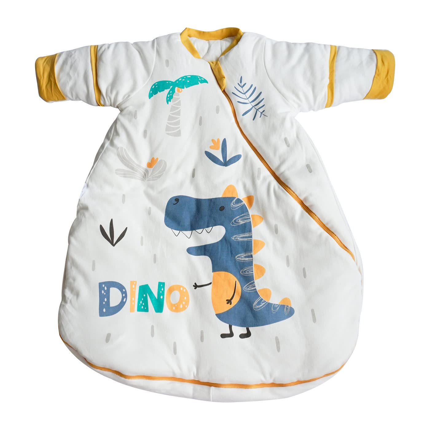 ZIGJOY Baby Winter Wearable Blankets with Detachable Sleeves Baby Sleeping Bag with Two Way Zipper 2.5 TOG 100% Cotton Warm Soft and Breathable, Dinosaur-2.5, M