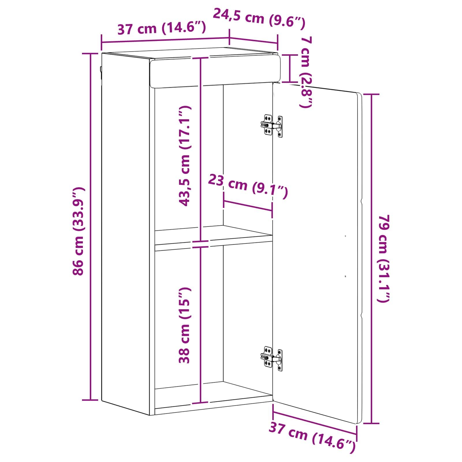 vidaXL Armoire Murale de Salle de Bain Tulum Gris béton