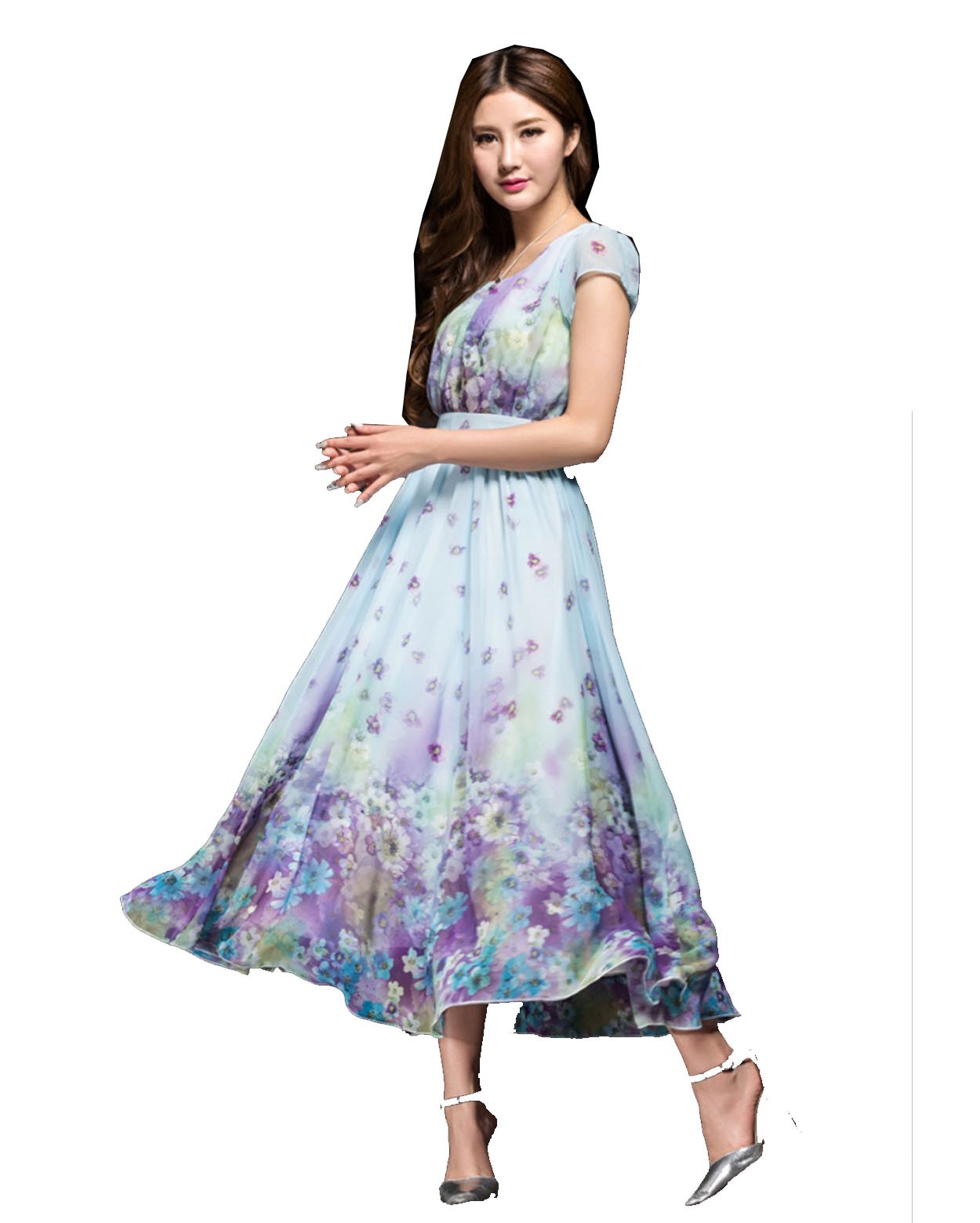 Kawen Women's Long Ball Gown Cocktail Formal Night Party Floral Dress