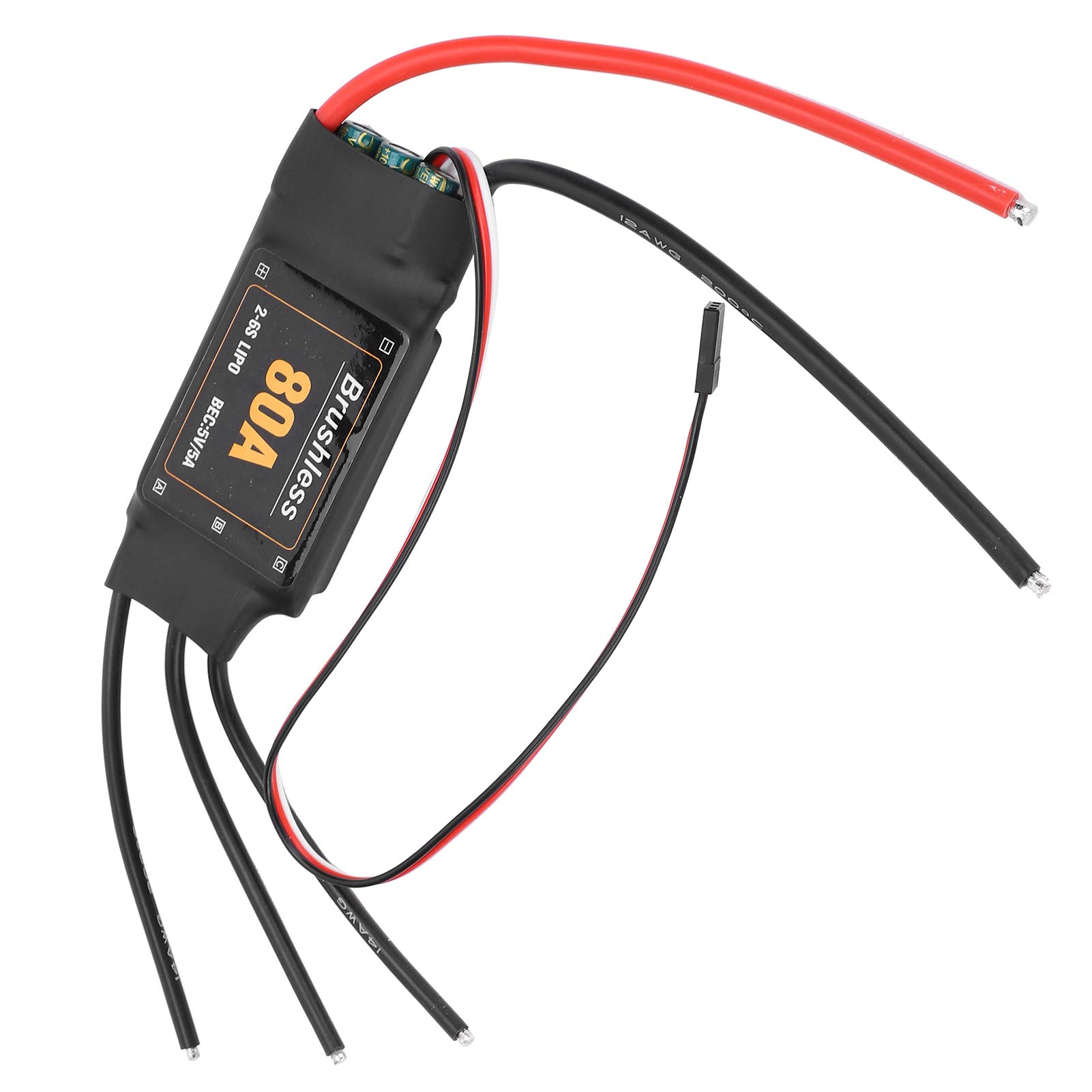 RiToEasysports 80A ESC sin Escobillas, Controlador Electrónico de Velocidad para Helicóptero de Avión RC ((80A))