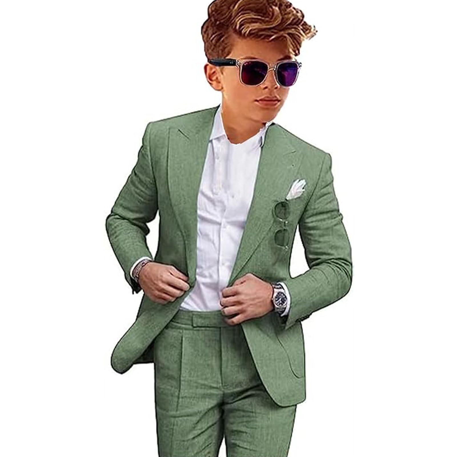 Smoking da ragazzo in lino 2 pezzi slim fit abiti formali per matrimonio