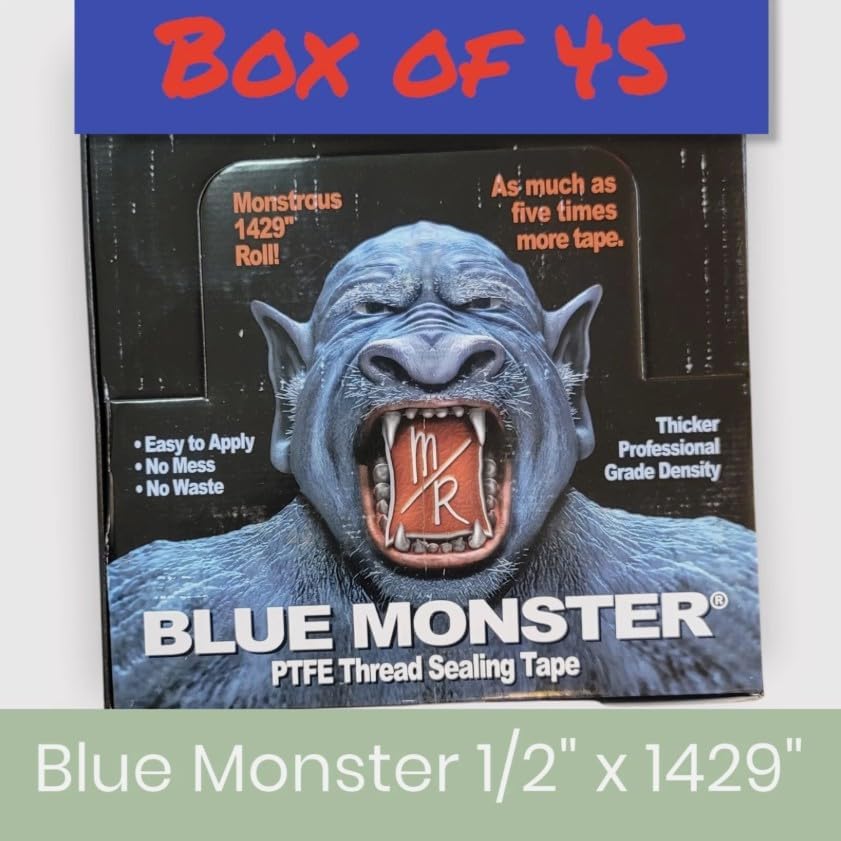Blue Monster Teflon Tape - 1/2" x1,429 (Case of 45 Rolls)