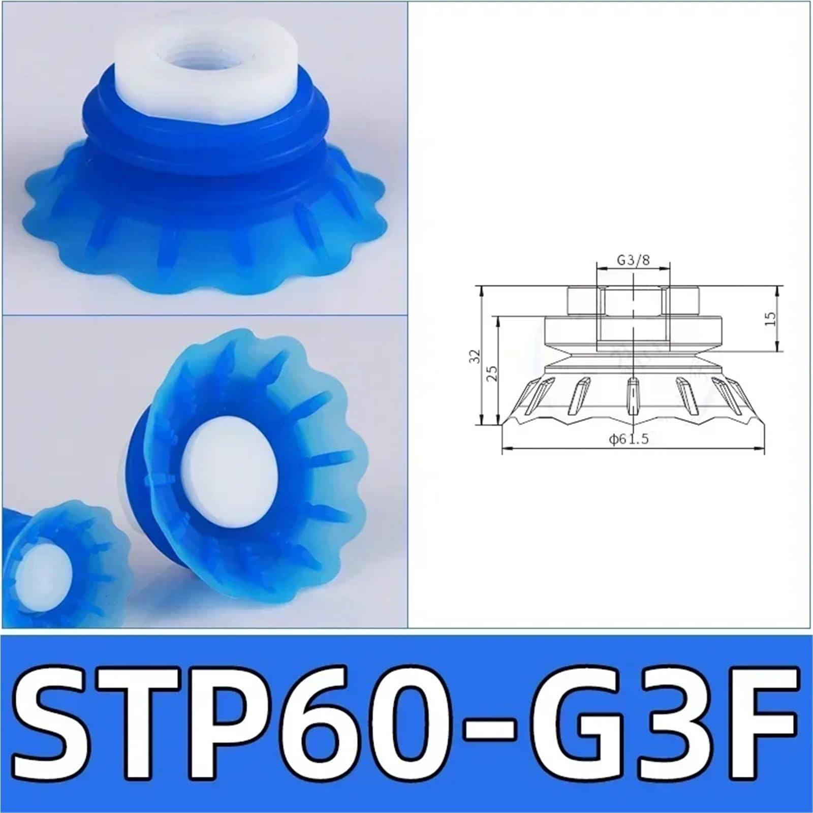 Vakuumsauger STP35 STP60 Silikon-Manipulator-Zubehör, Saugdüse, pneumatischer Becher, 10 Stück(STP60-G3F)