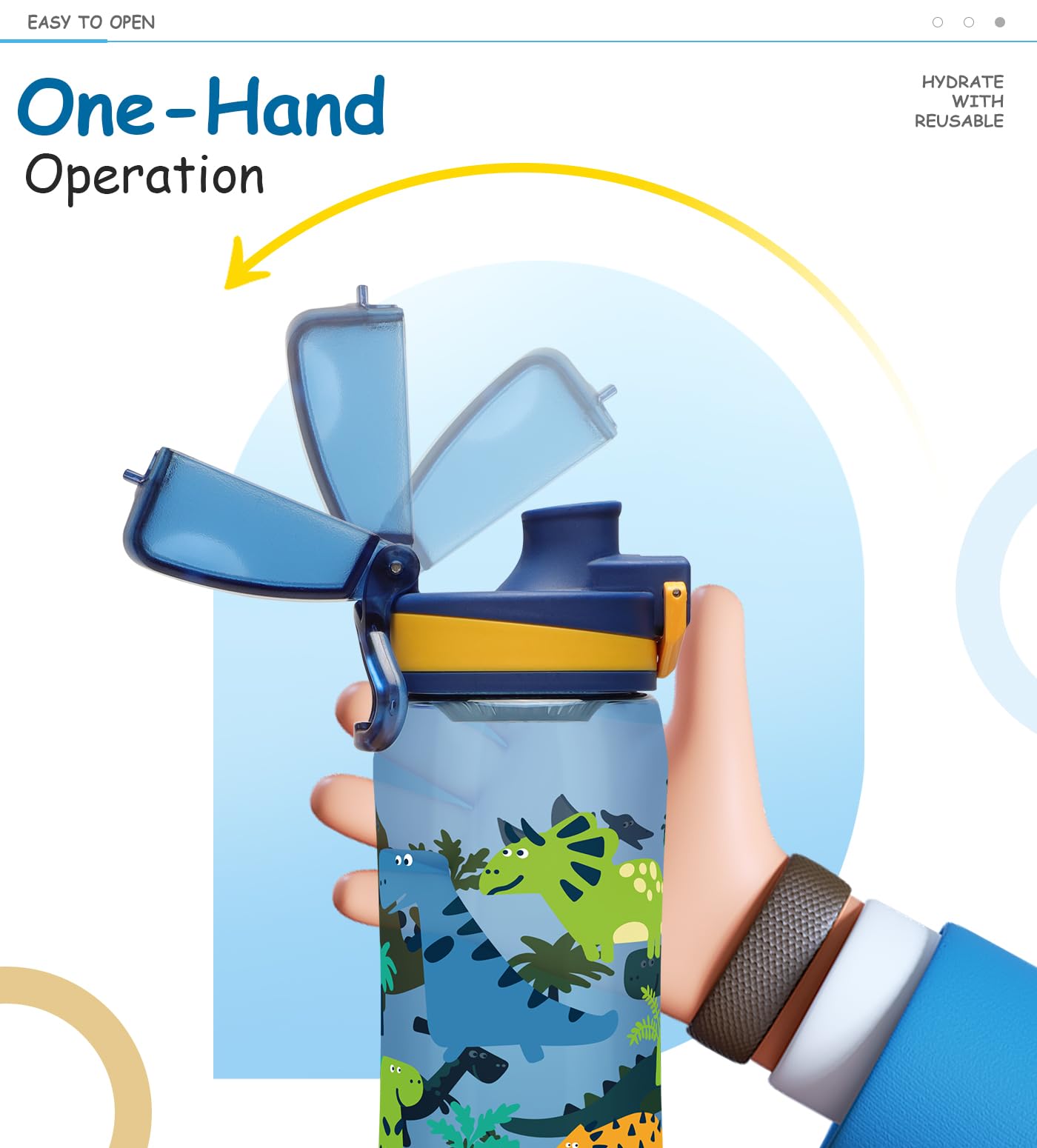 Opard Sports Water Bottles 20/24 Oz BPA Free Leak Proof Tritan Plastic Bottle Flip Top Kids Water Bottle Fast Flow