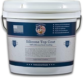 Countryman Coatings - 100% Silicone Roof Coating - Restore Your Roof in a Day - Seal Leaks, Cracks, Seams, Penetrations - Adheres to All Surfaces (1 Gallon, Light Gray