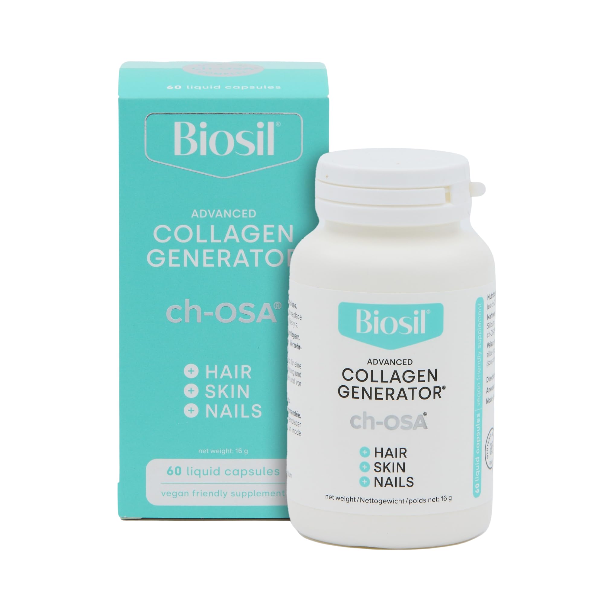 Collagen Generator - 60 Liquid Capsules - with Patented ch-OSA Complex - Generates & Protects Your Own Collagen - GMO Free - 30-Day Supply