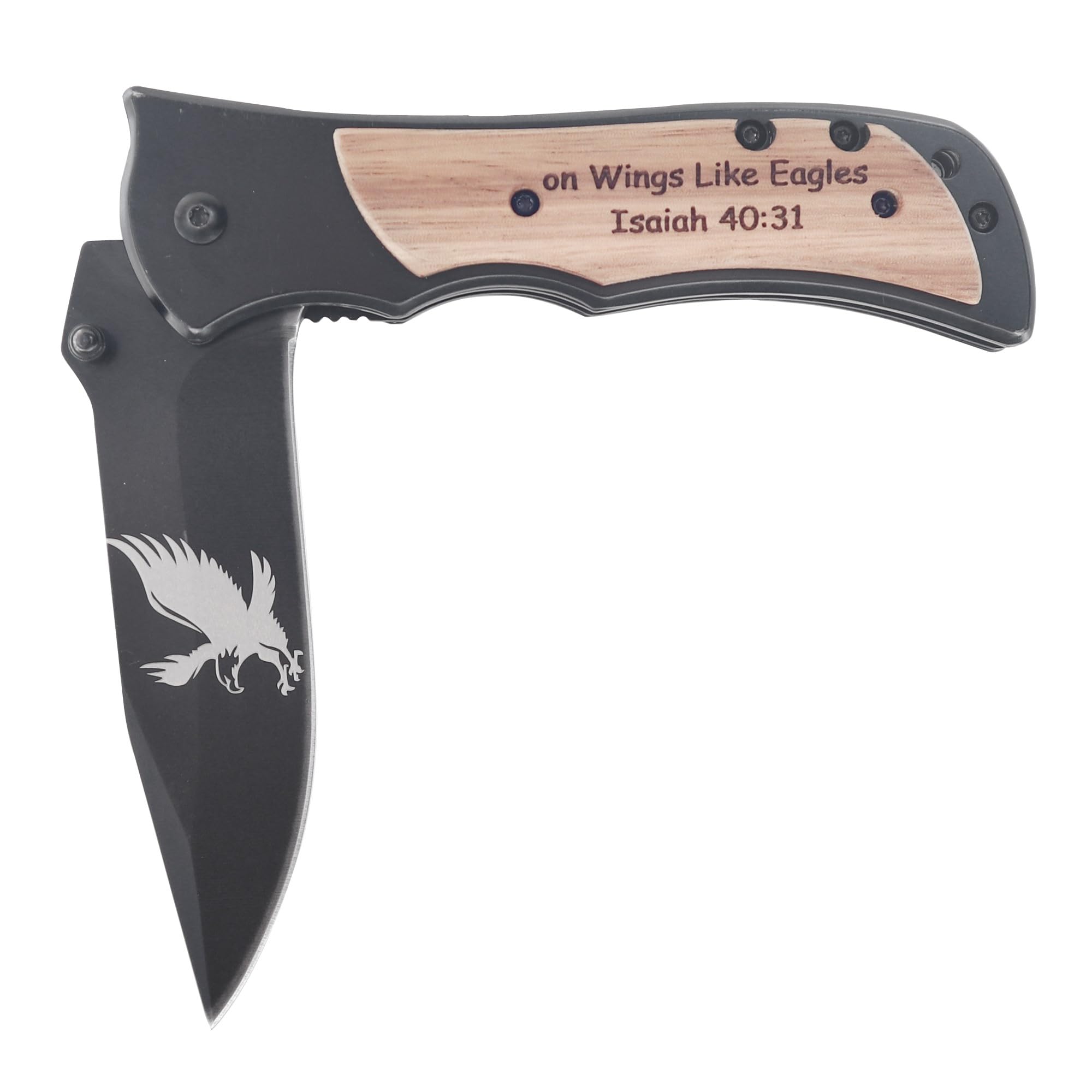 Catholic Scripture Christian Baptism Gifts Holy Bible Pocket Knive,Religious Faith Confirmation Easter Patron Saint Church Men Gift (Eagles – Isaiah 40:31)