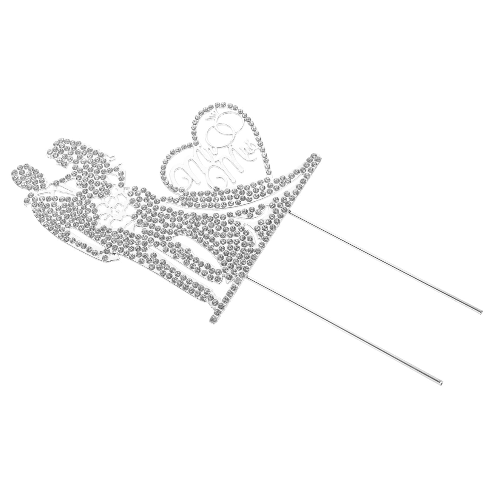 VICASKY 4 Stück Mr Mrs Hochzeitstortenaufsatz Silber Cake Topper Party Deko für Brautpaar Kuchen Dekoration Eleganter Cake Insert für Unvergessliche Hochzeitsfeiern