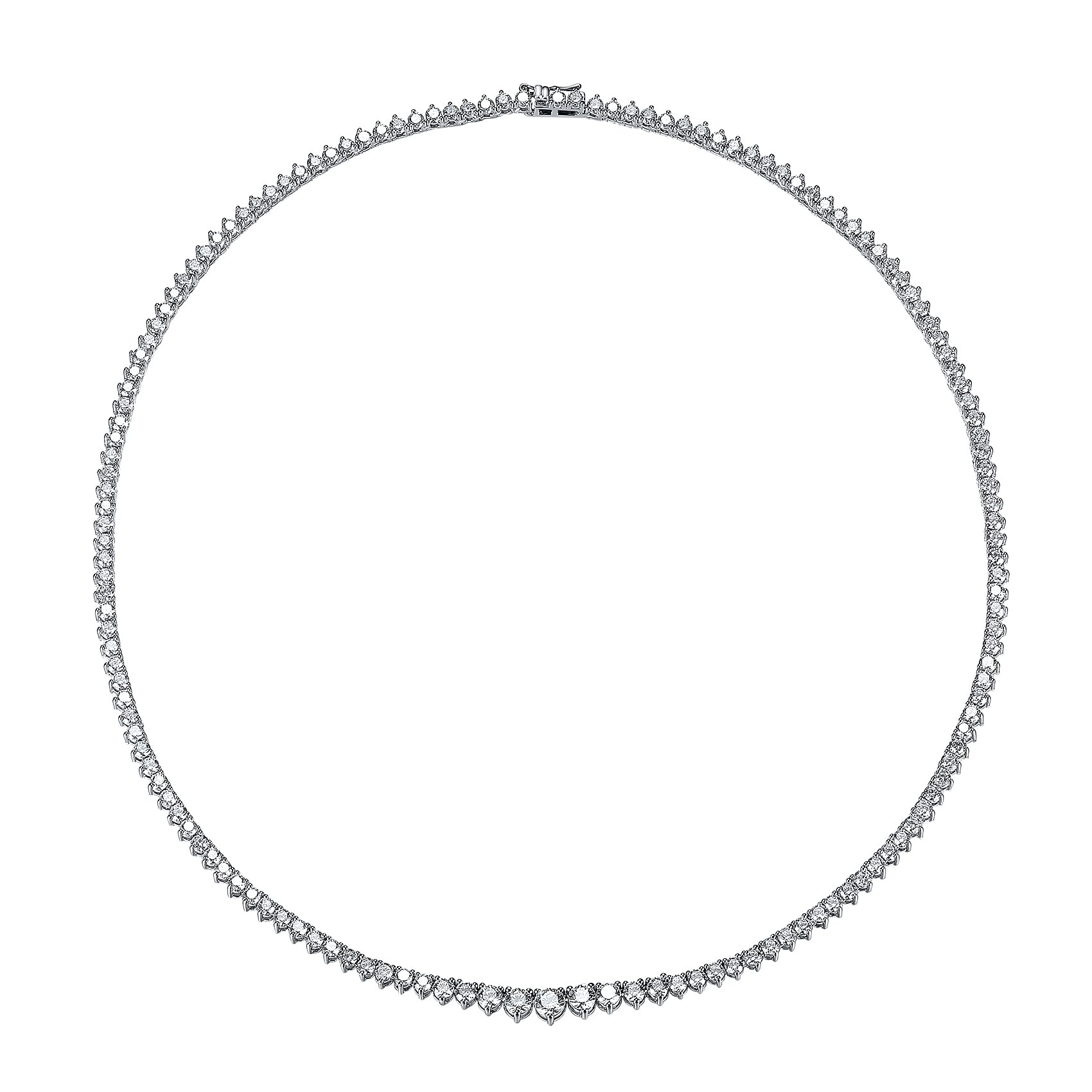 MDFUNTennis Necklace Graduated 18K White Gold/Yellow Gold Plated | Gradient 3.0-5.0mm Round Cubic Zirconia Cut Faux Diamond 3 Prong Tennis Chain for Women and Men 16-24 inches