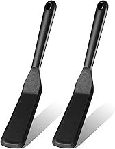 2 Pieces Silicone Thin Spatula Omelet Spatula Turner Long Crepe Spatula Heat-Resistant Cooking Spatula Non-Stick Pancake Spatula for Cooking Egg Burgers Pizza Pancake Steak Omelet Crepes (Black)
