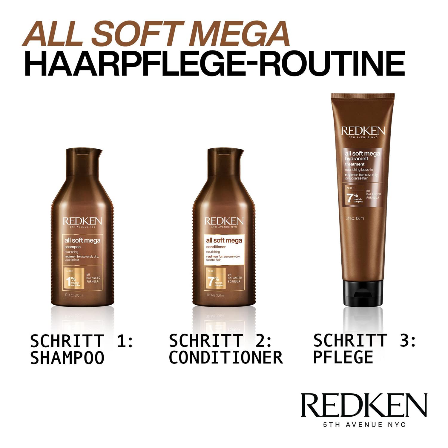 Redken | Spülung für trockene und brüchige Haare, Feuchtigkeit und Geschmeidigkeit, Sacha-Inchi-Extrakt & Aloe-Vera, All Soft Mega Conditioner, 300 ml