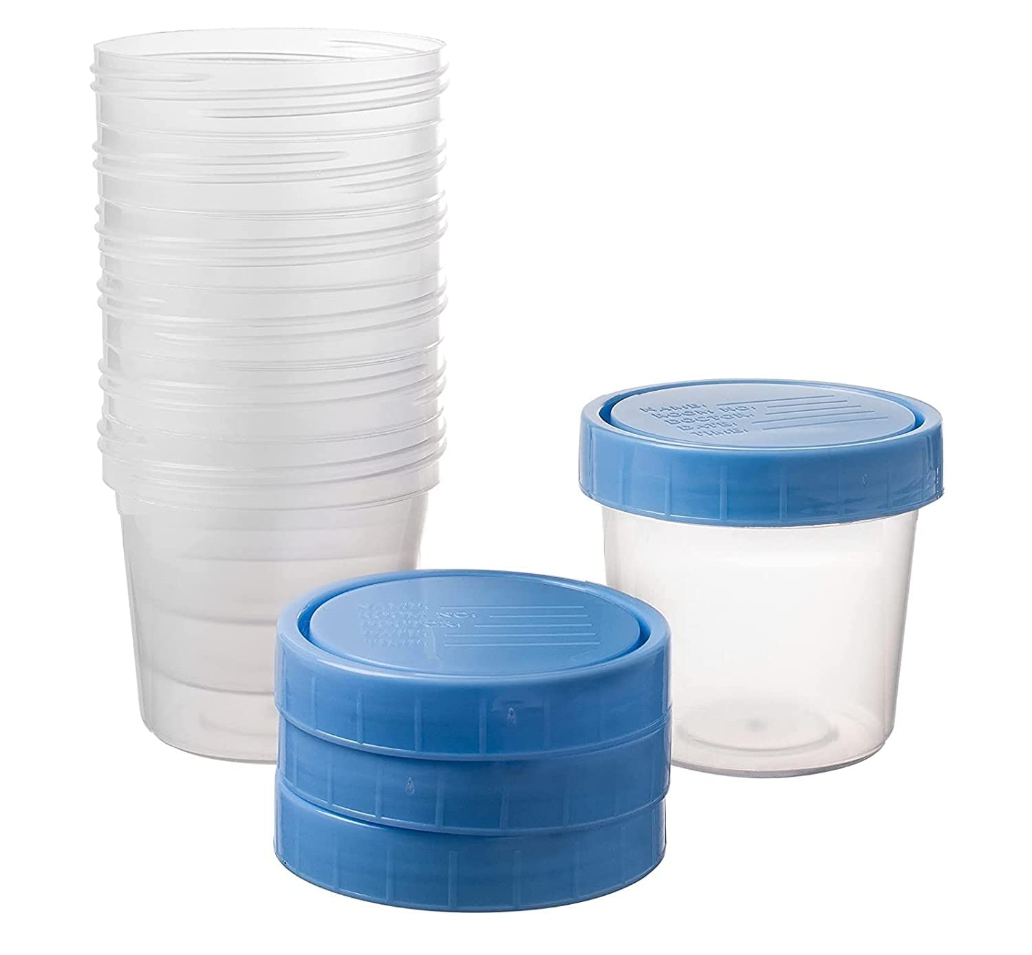 Specimen Cups with Leak Proof Screw on Lids - 3.5oz [Pack of 100] Clear Non-Sterile Urine Sample Jars - Containers for Safe Pee, Stool, Semen Sample Collection for Testing (100)